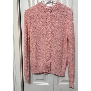 Vintage Pink Cardigan Sweater Grandma Core Button Front Woodward & Lothrop M